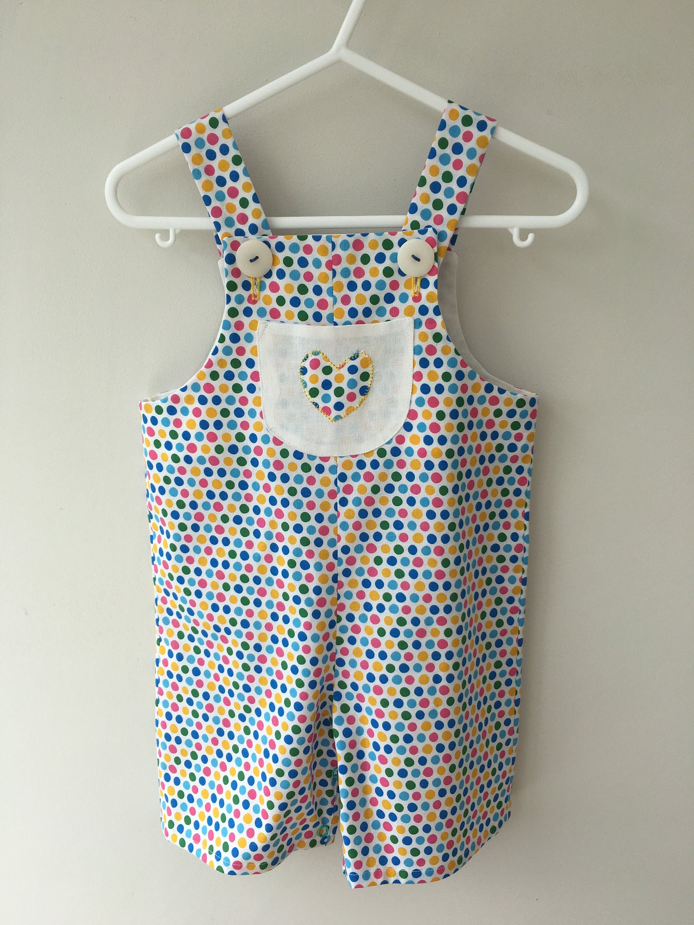 Baby short dungarees in multicoloured spotty cotton fabric Etsy
