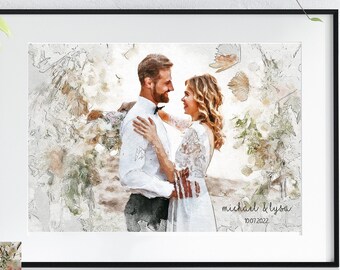 Photo Gifts, Watercolor Painting, Personalized Gift, Wedding Gift, Portrait from photo, Anniversary Gift, Digital Painting, Wall decor, SVG