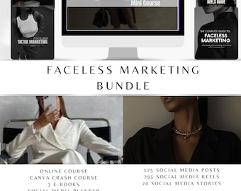 Faceless Marketing Business Bundle | PLR/MRR | Online Course  E-Books  100 Social Media Posts