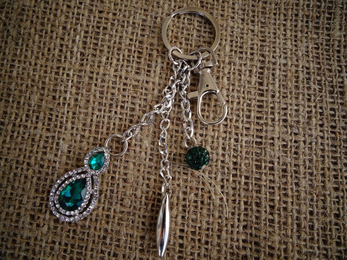 Sparkling Green KeyringGreen Keychain Sparkling Key Ring Etsy