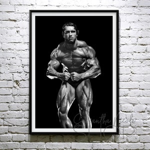 Arnold Schwarzenegger Pose Muscolare / Classico / Poster stampabile