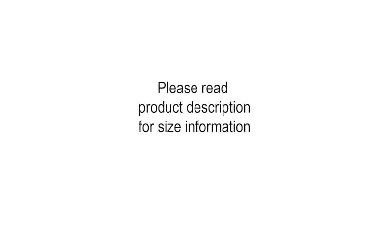 Puede incluir: Texto sobre un fondo blanco que dice: "Por favor, lea la descripci&oacute;n del producto para obtener informaci&oacute;n sobre el tama&ntilde;o."