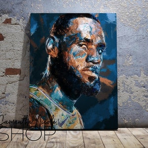 Cartel de arte de pared imprimible de Lebron James. Descarga digital.