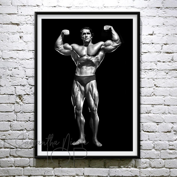 Arnold Schwarzenegger Double Bicep Pose Classic | Afdrukbare poster