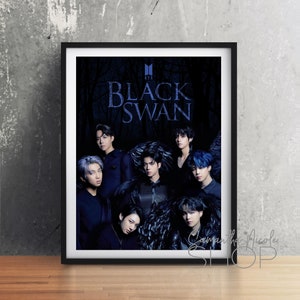 BTS Black Swan  KPOP Jungkook, Jin, Suga, J-Hope, RM, Jimin and V.  Printable Poster