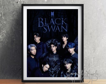 BTS Black Swan  KPOP Jungkook, Jin, Suga, J-Hope, RM, Jimin and V.  Printable Poster