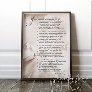 If -Poem by Rudyard Kipling. Wall Art . Printable Poster