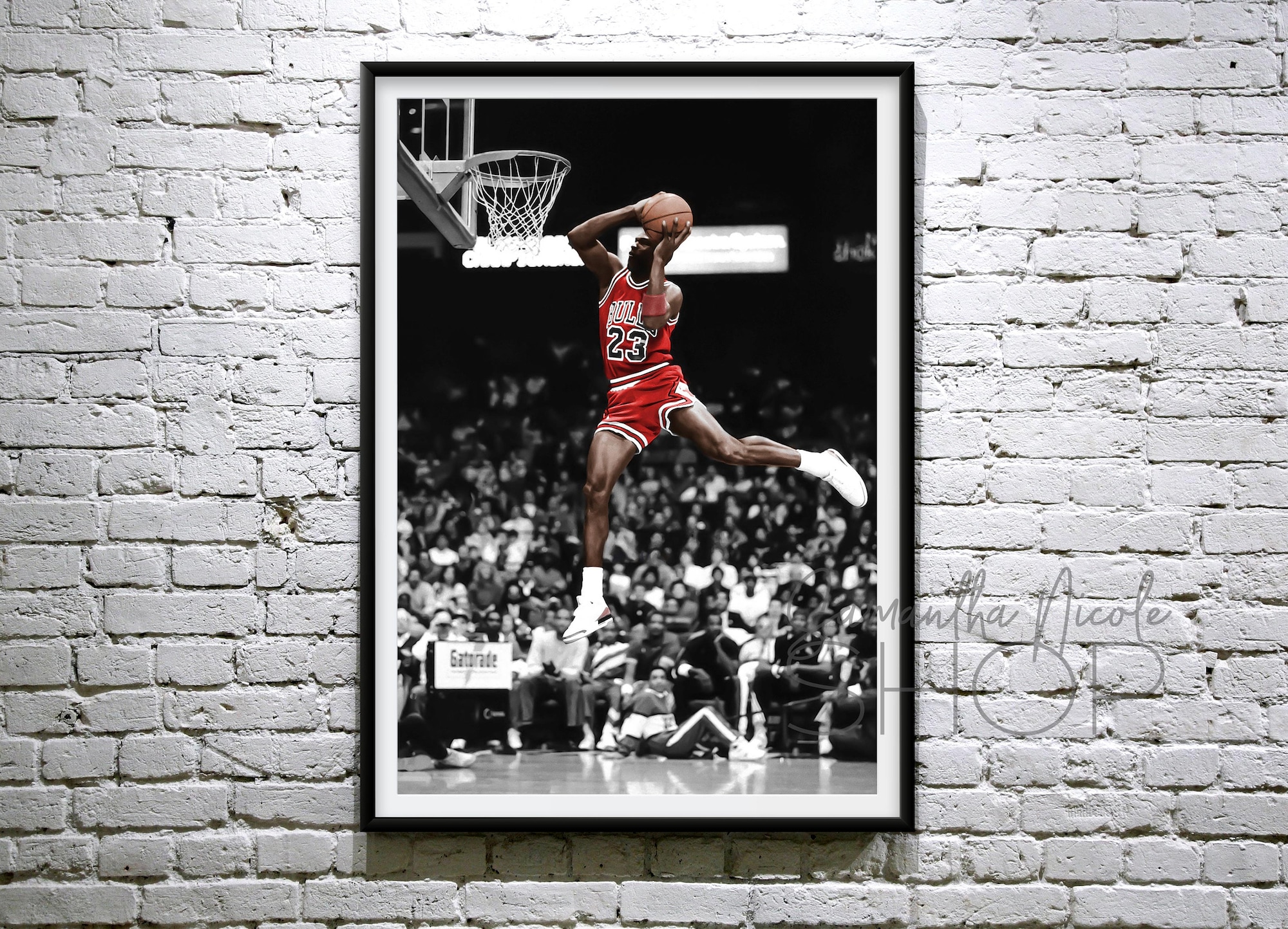 Discover Michael Jordan  at the 1988 All-Star Slam Dunk Competition Vintage Poster