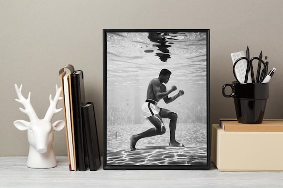 Giclée Print Rare Framed 1961 Muhammad Ali Training Underwater Vintage Photo 