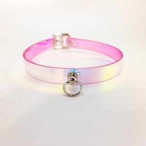 Holographic Vegan Leather O Ring Choker - Day Collar Necklace