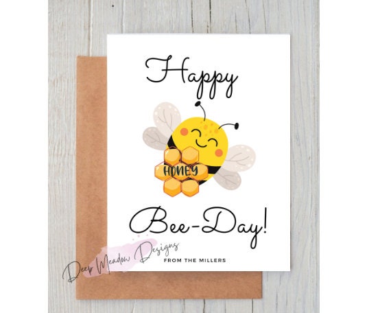 Happy Bee-Day Card Bee-day Card Bday Card Bee Theme | Etsy