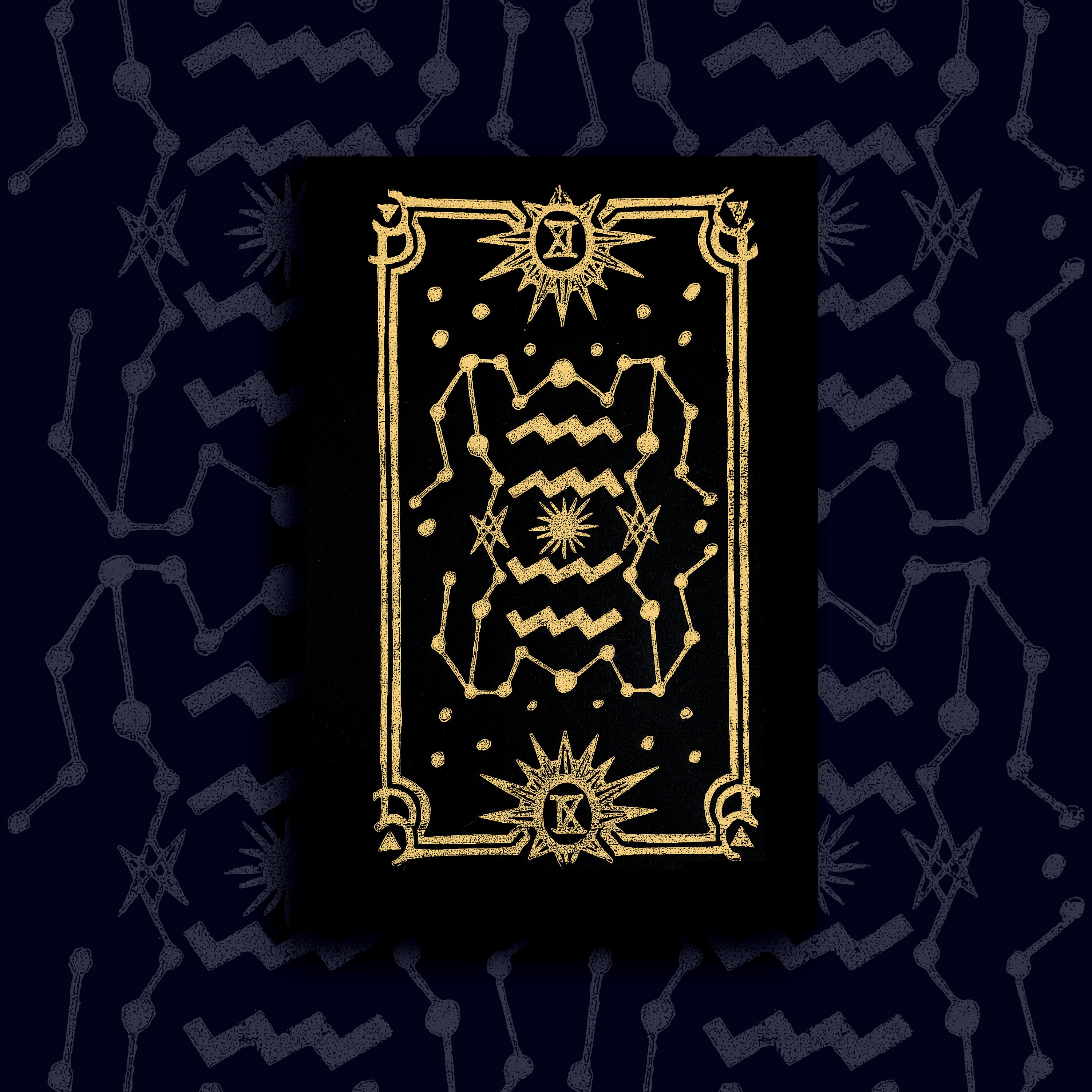 Carte Astrologie Verseau - Linocut 17, 5x28 cm