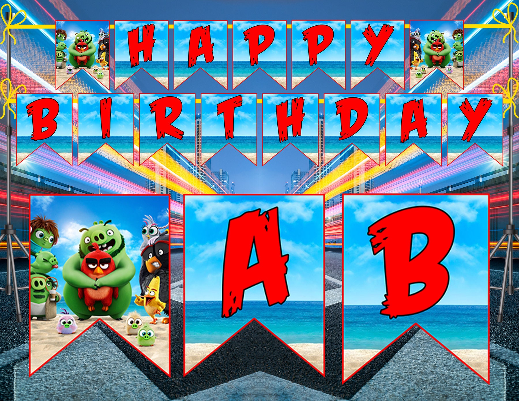 Angry Birds Birthday Banner Angry Birds Banner Angry Birds | Etsy