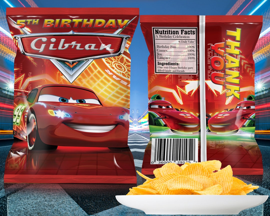 Cars Party Chip Bag, Cars Party Supplies, Cars Decor, Cars Label, Cars Birthday Party, Digital