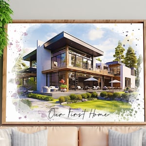 house portrait, home portrait, custom house portrait, custom home portrait, house portrait from photo, portrait from photo watercolor house