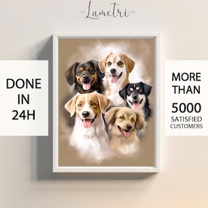 custom pet portrait, pet multiple portrait, customized dog portrait, portrait from photo, digital pet portrait, painted pet portrait