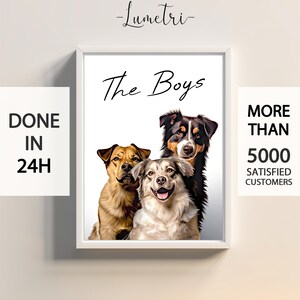 Portrait d'animal de compagnie multiple, portrait d'animal de compagnie, aquarelle d'animal de compagnie, cadeau d'animal de compagnie, portrait de chien, cadeau commémoratif de portrait d'animal de compagnie, portrait d'animal de compagnie multiple