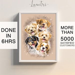 Custom pet portrait multiple, Animal Painting, dog memorial gift, Dog Portrait, loss of dog gift, Pet Portrait Custom, dog dad gift, Pet