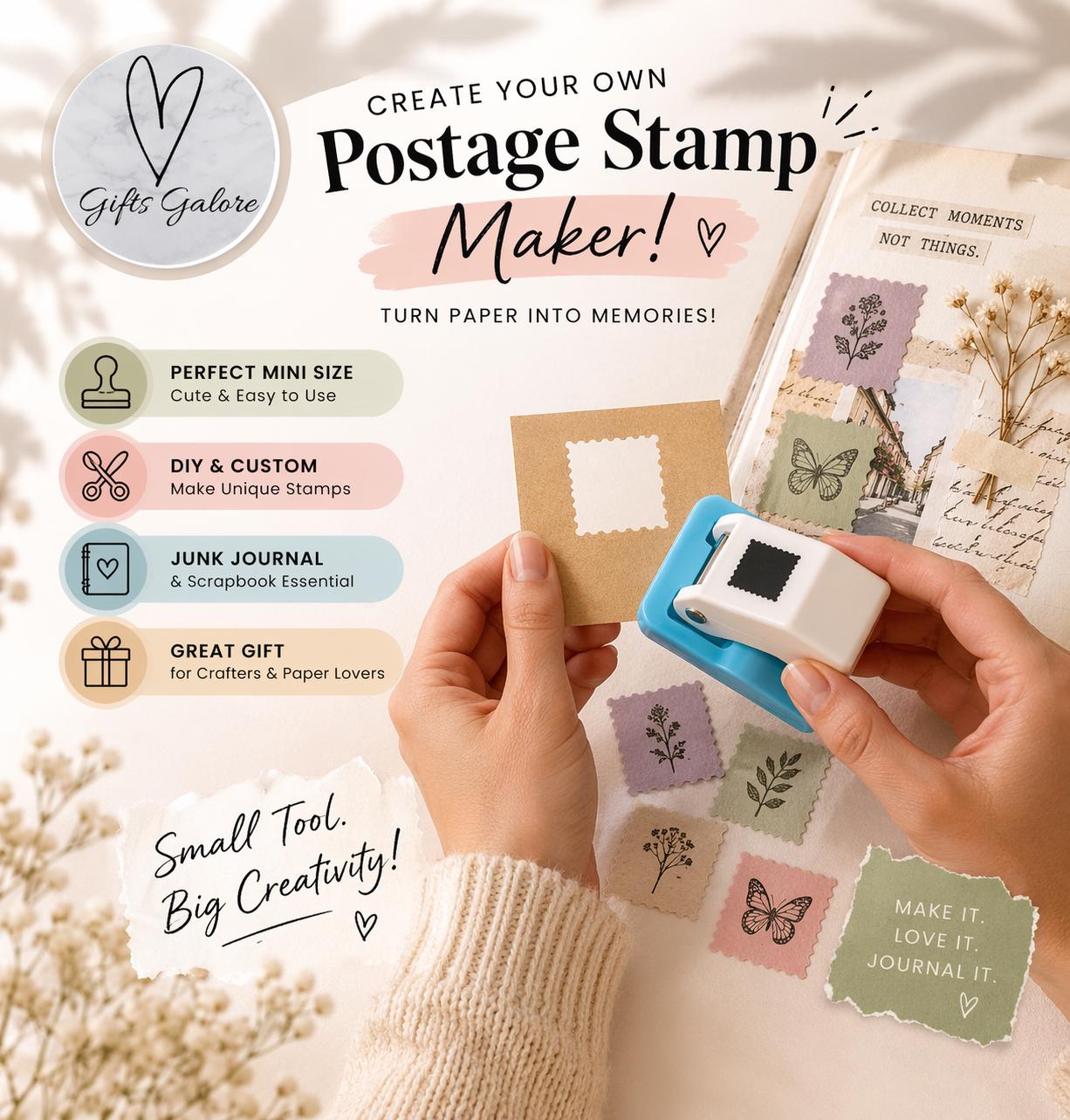 Postage Stamp Punch Cutter | Junk Journal Supplies | Scrapbooking Craft ...