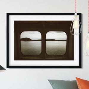 Washington State Ferry Window Print, Puget Sound, Nautical Boat Photo Print, Pacific Northwest Photograph