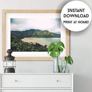 Printable Hawaii Wall Decor, Tropical Landscape Print, Hawaiian Wall Art, Printable Wall Decor, Oahu Hawaii