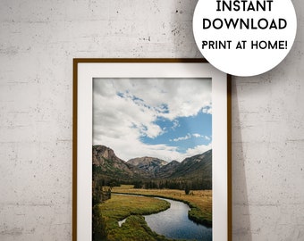 Printable Rocky Mountains River Print Wall Art, Colorado Photography Digital Download