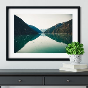Alaska Glacier Fjord Photo Print, Green Blue Landscape Wall Art