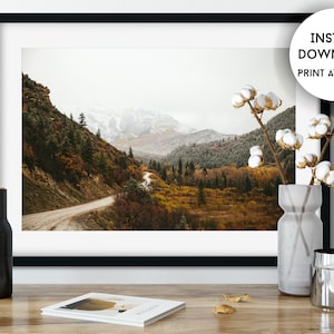 Printable Colorado Mountain Road Wall Art, Mountain Wall Print, Colorado Photography, Crested Butte, Autumn Color Home Decor Download
