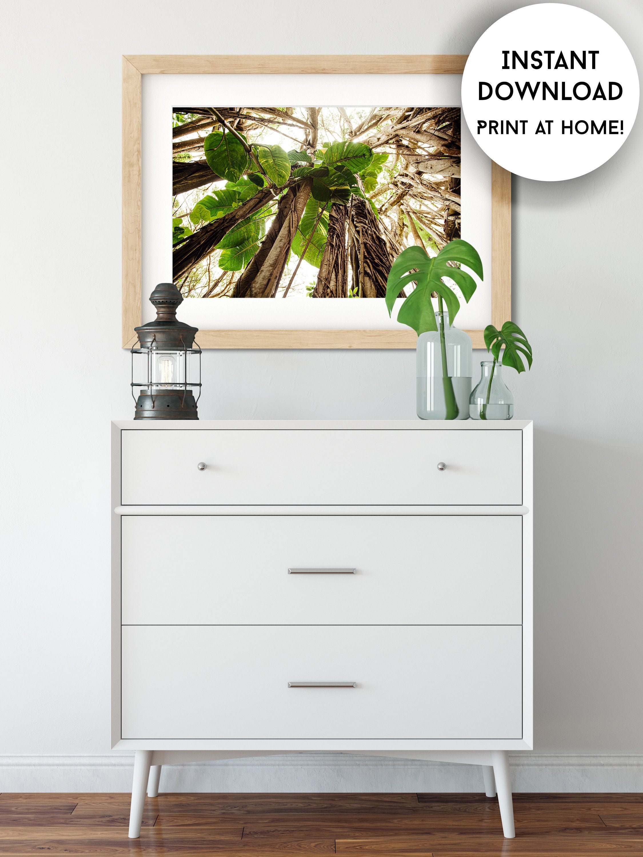 Printable Tropical Hawaiian Wall Art, Boho Jungle Wall Art, Surf Shack