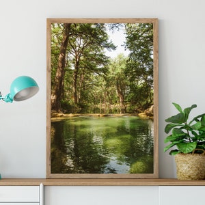 Hill Country Texas Wall Art, Medina River, Texas Summer Photograph for Home Decor