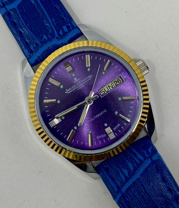 Vintage Jaeger Lecoultre Purple Dial 25 Jewels Dat