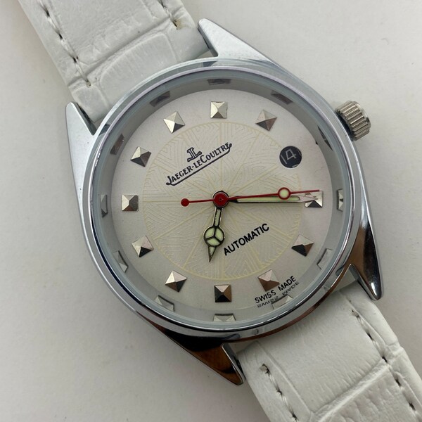 Vintage Jaeger Lecoultre Automatic 25 Jewels Date White Dial Swiss movement Men's Wrist watch