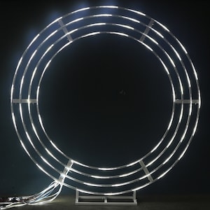 Wedding Backdrop Round Shape Arch Led Meteor Light Stand Birthday Party Diy Decoration Stage Outdoor Background Frame Decorative Props Iron Etsy