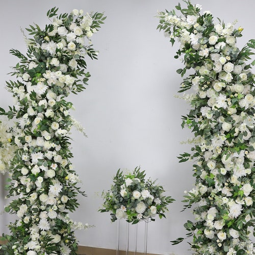 White Flower Arrangement Flower Row Wedding Arch Decoration - Etsy