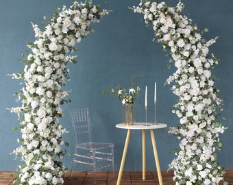 Wedding Arch Flower Arrangement: White Rose & Silk Floral Decor