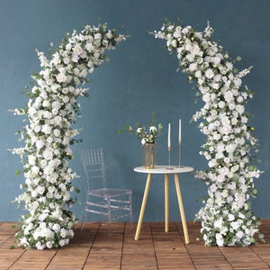 Wedding Arch Flower Arrangement: White Rose & Silk Floral Decor