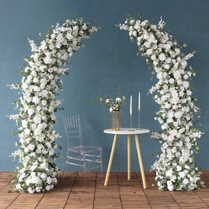 Wedding Decoration Arch Flower Arrangement Set Artificial Flower Rose White Flower Row Party Arc Moon Background