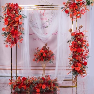 Shiny Gold Plated wedding Metal Stand Arch Wedding Square Backdrop Decoration Gold Plating Flower Stand Decorative Party Decoration