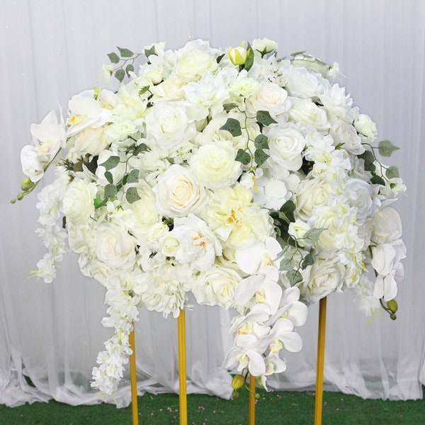 Hochzeit Herzstück Anpassen Weiße Rose 60cm Große Blume Ball Stand Dekoration Rose Schmetterling Orchidee Ball Dekoration Künstliche Blumen