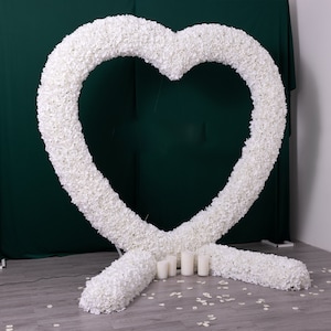 Arco de arreglo floral en forma de corazón, hortensia blanca, decoración de fondo para fiesta de boda, evento, decoración de escenario navideño