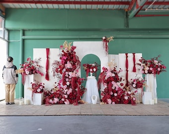 Burgundy Hanging Amaranthus rose Artificial Flower Arrangement: Wedding Decor