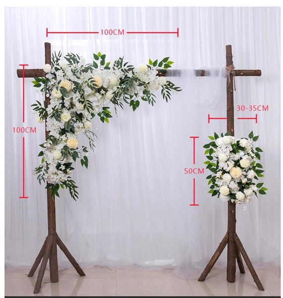 Kit Di 2 Composizioni Floreali Artificiali Per Arco Da Matrimonio, Crema E Champagne, 81x45 Cm
