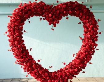 Red Heart Shaped Flower Row Flower Stand Set Flower Arrangement Wedding Background Arch Party Stage Props Home Decor