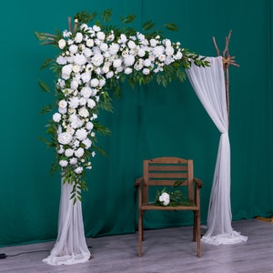 White Rose Flower Runner: Wedding Arch Floral Arrangement