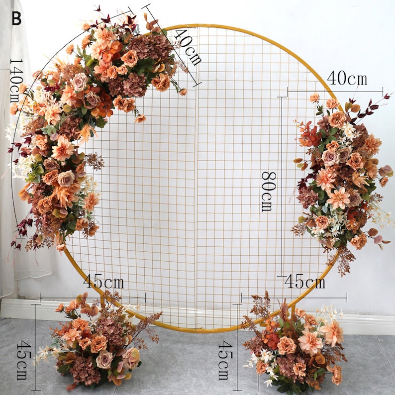 New European Style Retro Flower Arrangement Flower Art Wedding Arch Decor Flower Door Setting Props Artificial Silk Flower B,1SET/4PCS,NO STAND