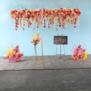 Arco di fiori artificiali fai da te, sfondo per eventi, decorazioni per la casa, rose, orchidee, glicine, composizioni floreali per matrimoni, serie rosso giallo arancione