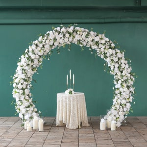 Floral Wedding Arch: Green & White Rose Arrangement