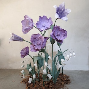 Giant Paper Flower  Set Wedding Event Floral Backdrop Retail Store Front Decor Window Display Large Hand Crafted  Free-Standing Coquelicot
