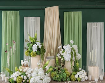 Green & White Artificial Orchid Arrangement: Wedding Party Decor