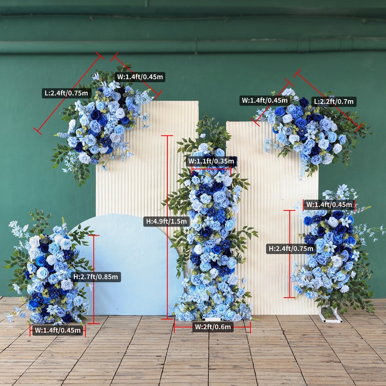 Decoration Mariage Birthday Party Artificial Flowers High Quality Blue